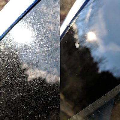 Hard water spot removal example